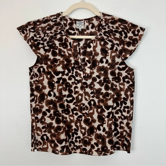 Baum Und Pferdgarten Cheetah Print Split Neck Organic Cotton Blouse Eu 32 US 0 - Picture 1 of 5